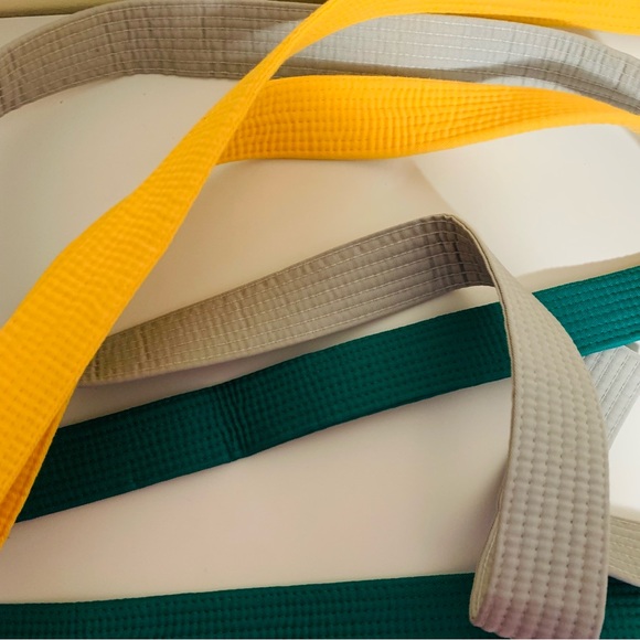 3 Martial Arts Belts Karate Jujitsu Green, Gray, Yellow Size 6 - Picture 2 of 2